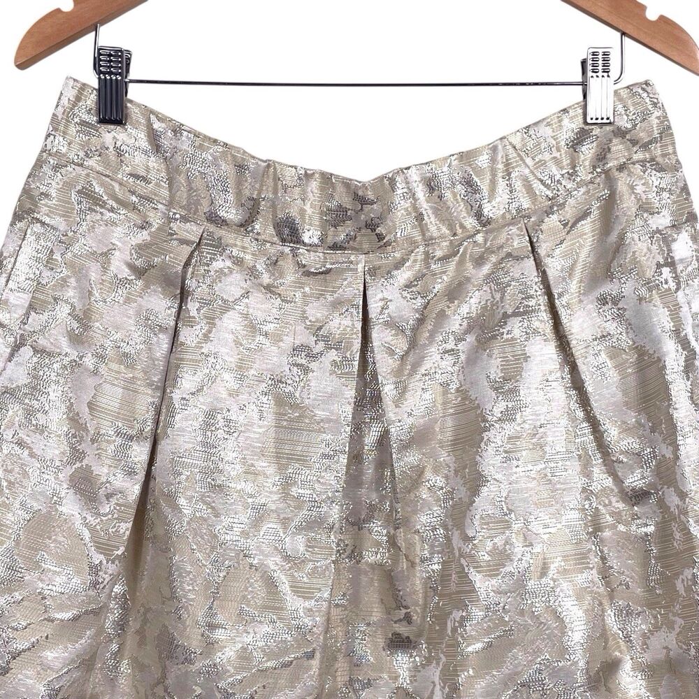 Anthropologie Maeve Rust Garden Brocade Mini Skirt Size Large Gold Silver EUC - Picture 6 of 16